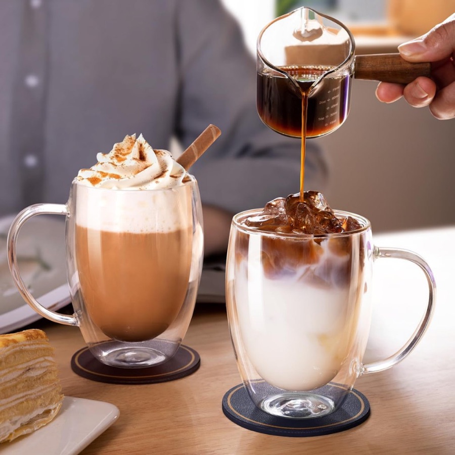 Xícara Café Vidro Duplo 350ml Kit 2 Unidades