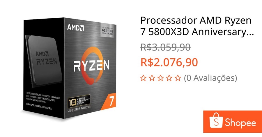 Processador AMD Ryzen 7 5800X3D Anniversary Edition 3,4GHz AM4