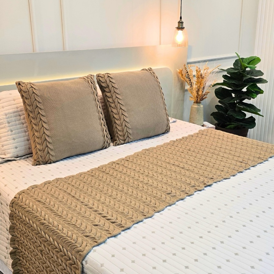 Peseira Manta Tricot Sofá Cama Casal Queen King Aconchego Home Decor