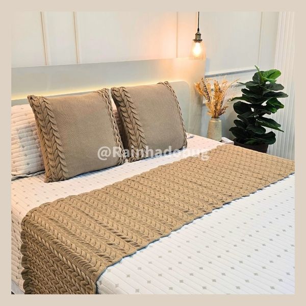 Peseira Manta Tricot Sofá Cama Casal Queen King Aconchego Home Decor