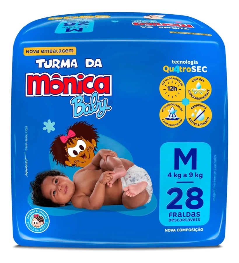 Fralda Descartável Turma Da Mônica Baby M/G/XG/XXG Sem Gênero