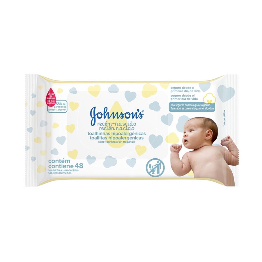 Lenço Umedecido Johnson's Baby Recém-Nascido com 48 unidades