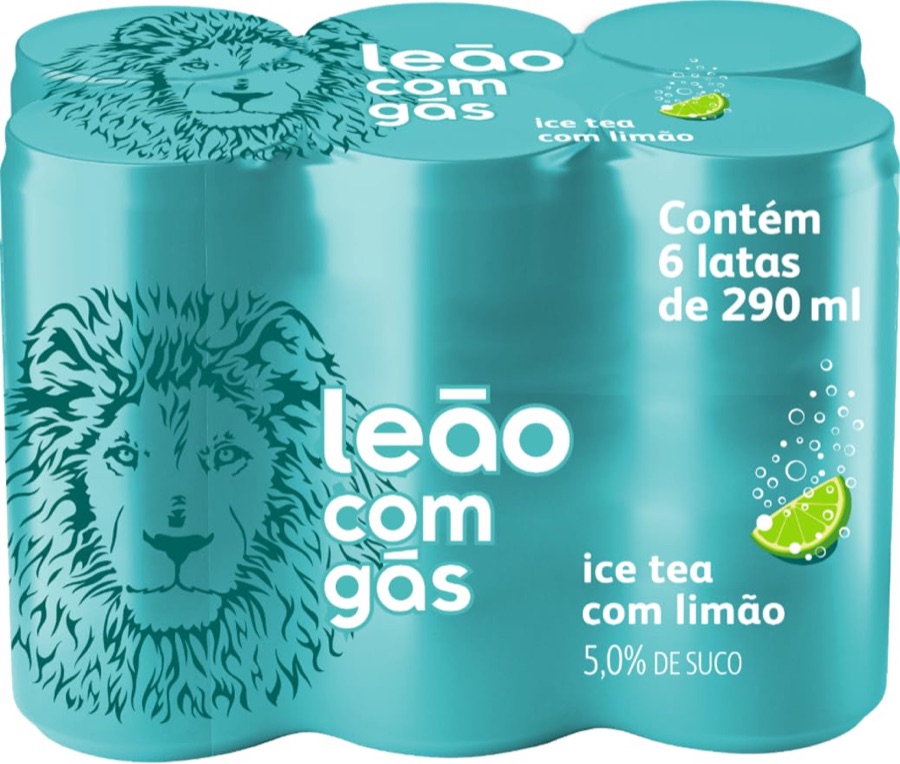 Pack Leão com Gás Ice Tea Zero com Limão 290ml, 6 unidades