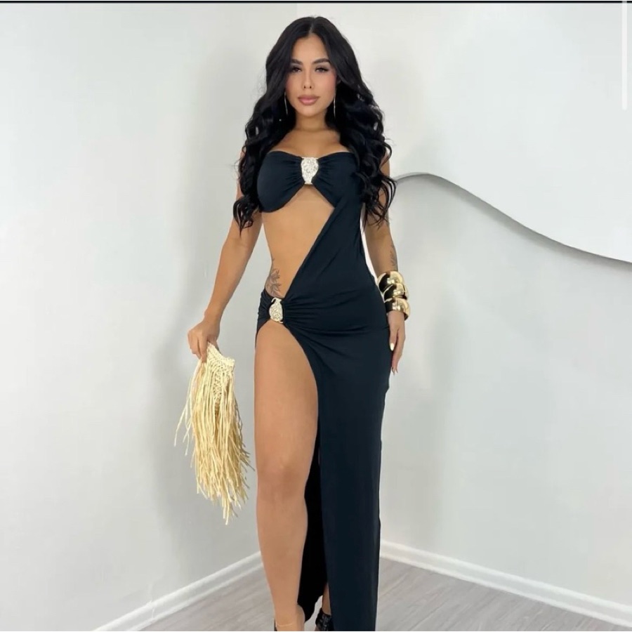 Vestido Longo Assimétrico com Fenda Alta – Festa & Verão 2026