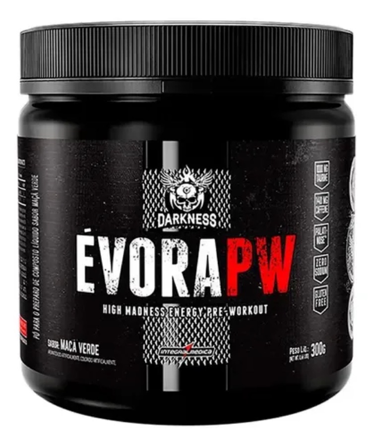 Suplemento em pó Darkness Pré Treino Alanina Évora PW sabor Maçã verde x 300g