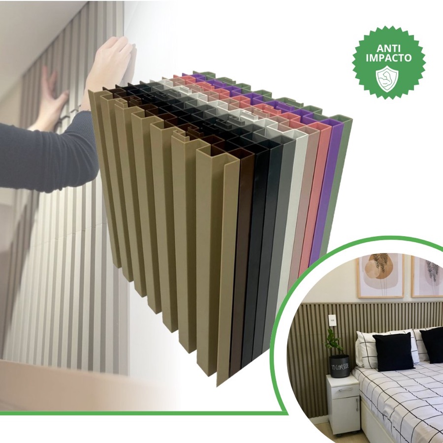 Kit 2m² Placa Painel Ripado 30x30 - 22 peças 11 Cores Anti-impacto Autocolante Direct Borrachas