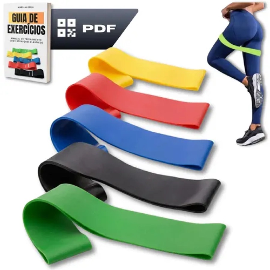 Kit 5 Faixa Elástica Super Mini Band Extensor Elástico Para Treino Resistência Funcional Academia Ginástica Yoga Esporte Banda Extra Forte D