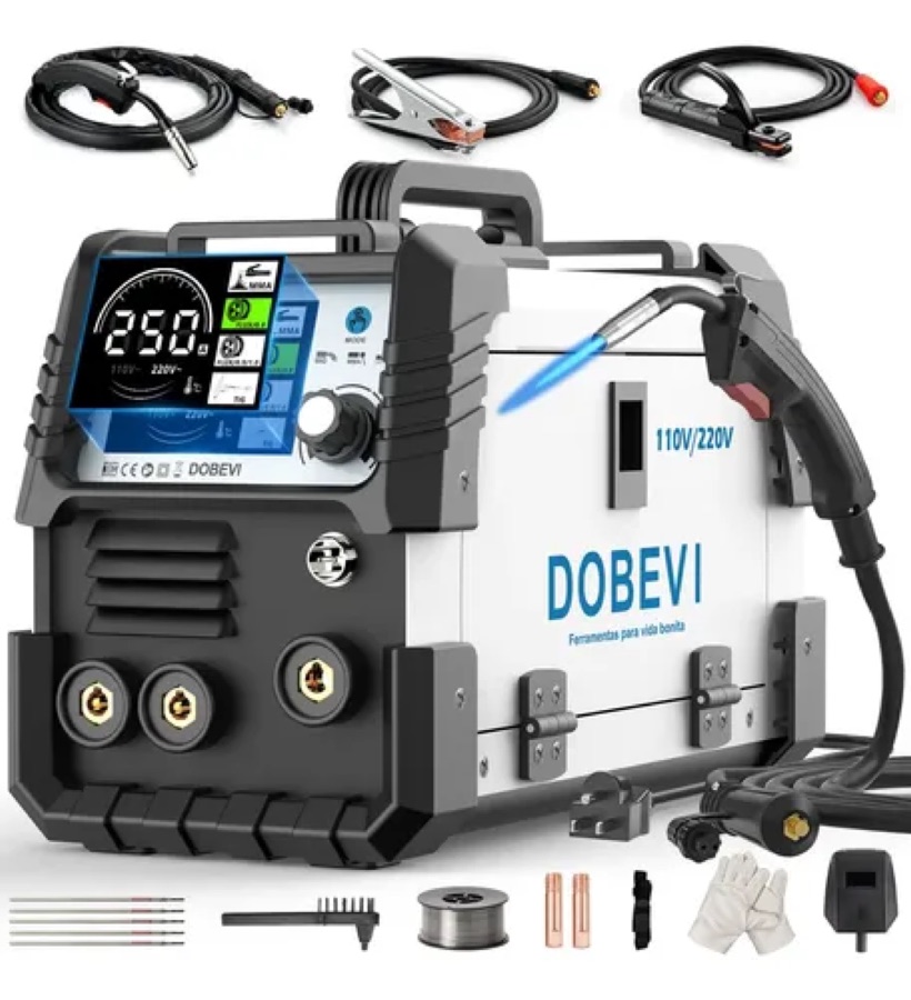 Máquina Solda Sem Gás Bivolt Mma+mig+tig 3 Em 1 C/lcd Dobevi