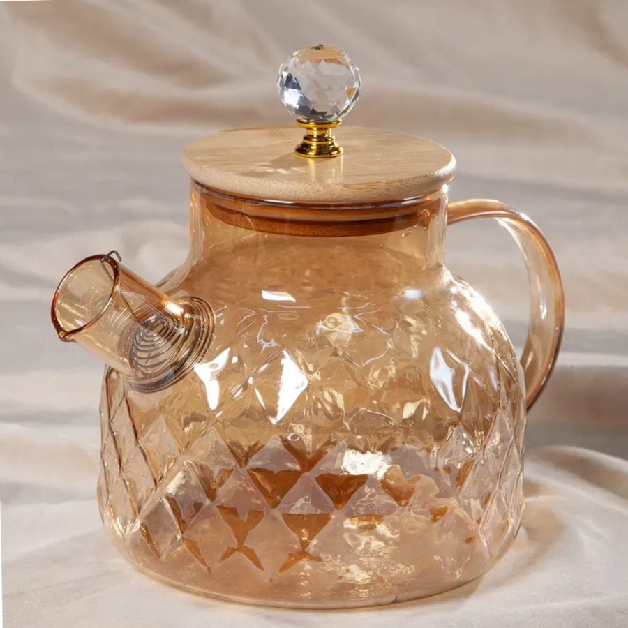 Chaleira de Vidro Âmbar com Infusor 1L Bule Chá