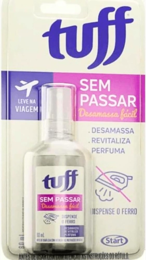 Desamassador de Roupas Tuff Sem Passar Blister, 60ml | Desamassa Instantaneamente, Proteção Contra Maus Odores, Revitaliza e Perfuma os Teci