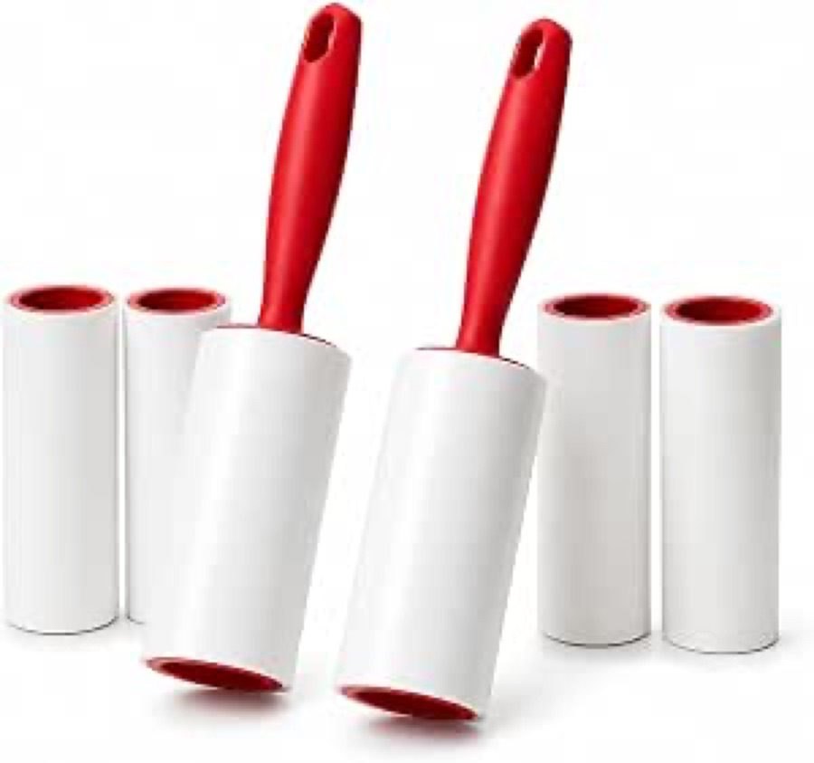 Kit 2 Rolos Adesisvos Tira Pelo + 4 Refis 180 Folhas Remoção Pelos Poeira