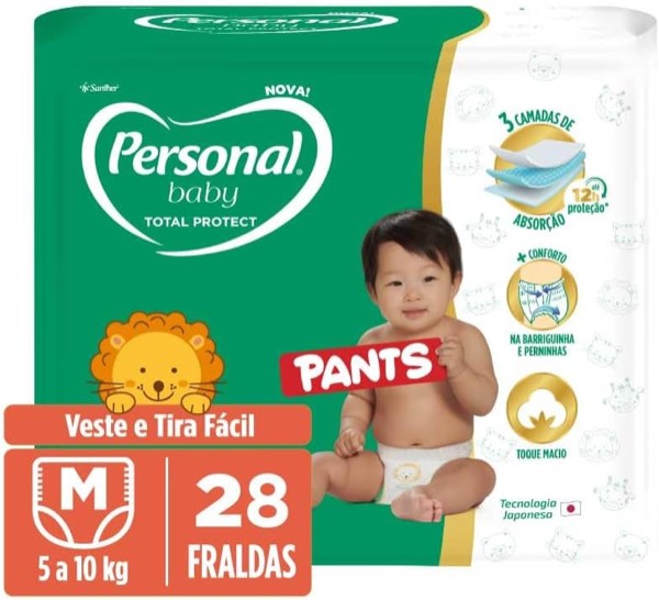 Personal Fralda Baby Total Protect Pants M, 28 Unidades