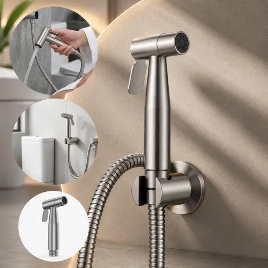 Ducha Higiênica Inox Escovado 304 Mangueira Flex Banheiro