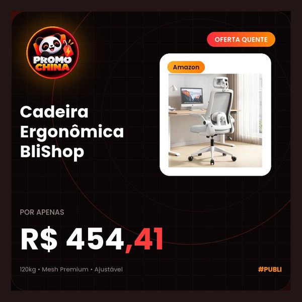 Cadeira Ergonômica BliShop 120kg Mesh Premium Ajustável