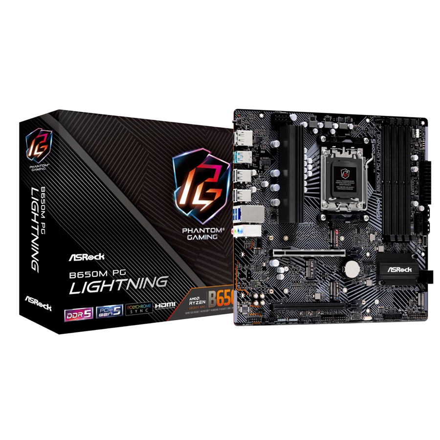 Placa Mãe Asrock B650M PG LIGHTNING (AM5/4xDDR5/HDMI/DP/M.2/USB 3.2)