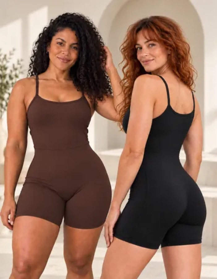 Kit 2 Macaquinho Fitness Feminino Macacão Treino Ginástica Preto / Marrom Liso G