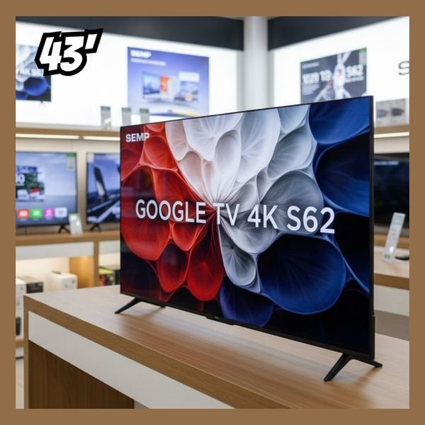 Smart Tv Semp 43 Polegadas Led Hva 4k S62 Wifi Bluetooth Google Tv 3 Hdmi Hdr10+ Dolby Audio 43s62