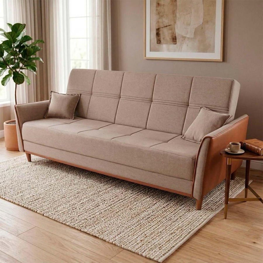 Sofá Cama Sérvia 2,00m Bege Linho - King House