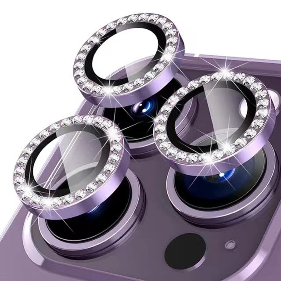 Kit Vidro Película Lente De Câmera Brilho Diamante Para Iphone 11 12 13 14 15 Pro Max Luxo Bling Diamante Camera Lente