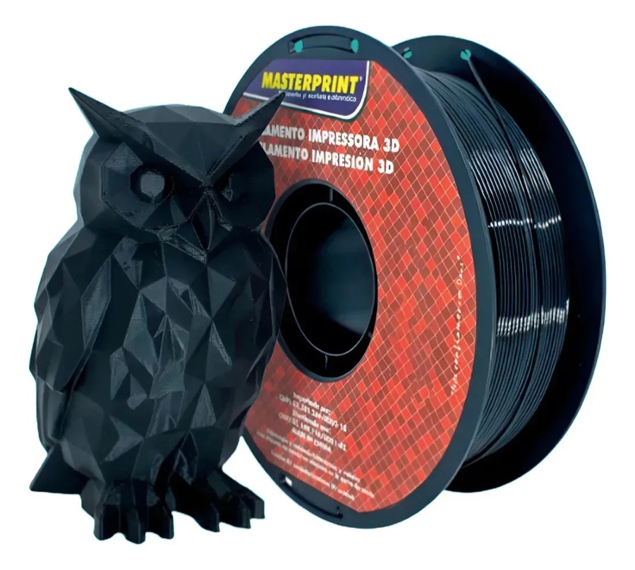 Filamento Masterprint Petg 3d Cor Preto 1.75mm 1kg Original