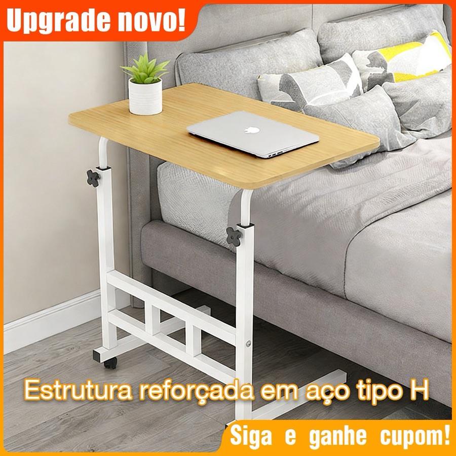 Wenshu Mesa Multiuso Portátil para Notebook com Altura Ajustável e Rodinhas Cama e Sofá Móvel