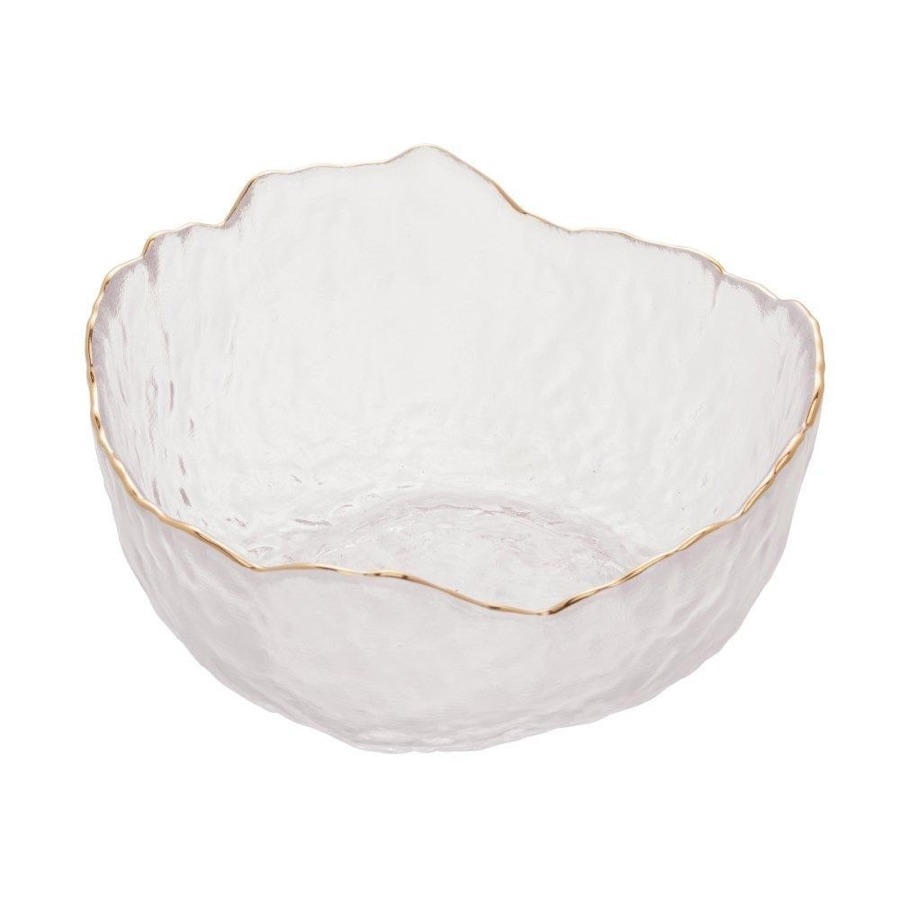 Bowl de Cristal Martelado 13cm com Borda Dourada Wolff Taj para Sobremesas, Entradas e Petiscos