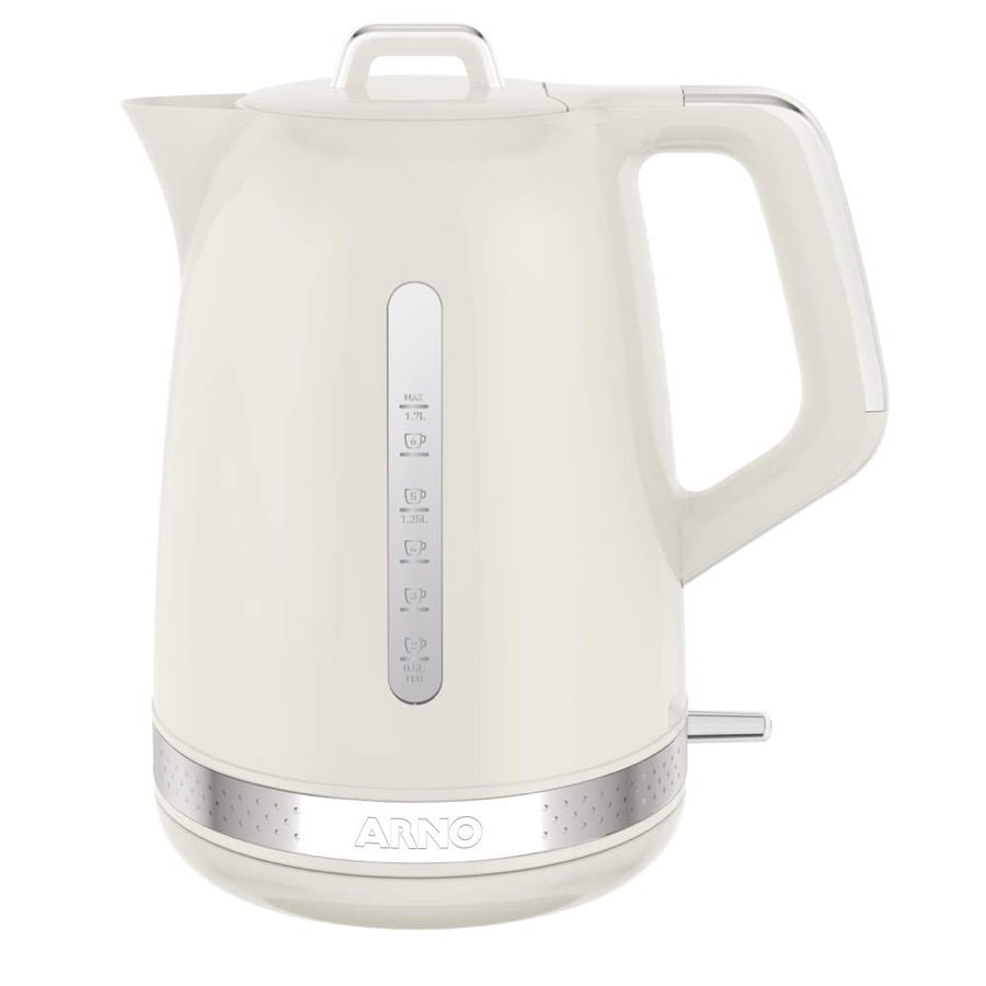 Chaleira Elétrica Arno Soleil 1,7L Marfim SKET, Design Retrô, Base Giratória 360º, Bico de Precisão e Visores Laterais, 110V