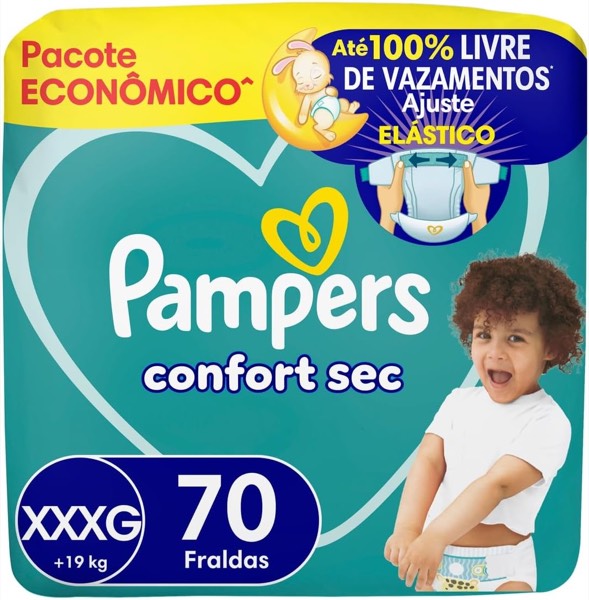 Fralda Pampers Confort Sec Tamanho XXXG, 70 Unidades