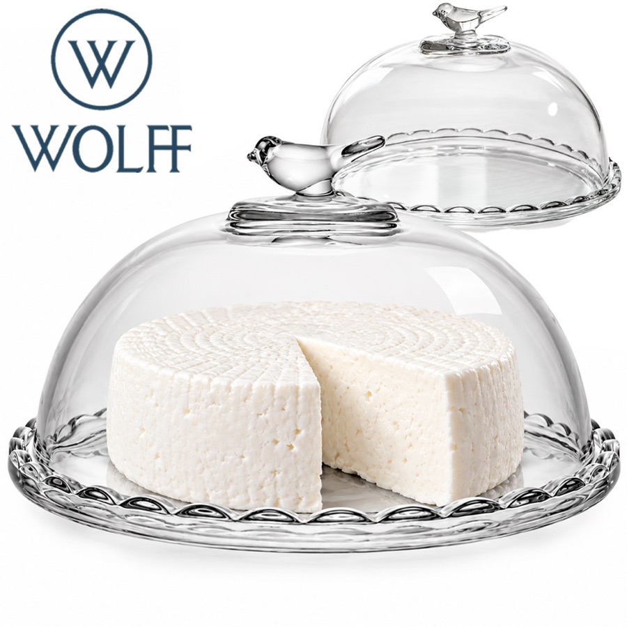 Queijeira Vidro Wolff Bird Passarinho 20cm com Tampa Queijo - Elegância Luxuoso Cozinha