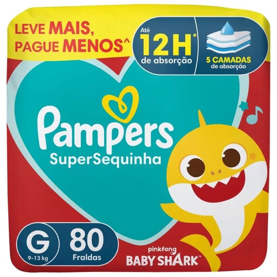 Fralda Pampers Supersequinha G com 80 unidades