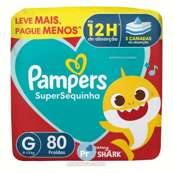 Fralda Pampers Supersequinha G com 80 unidades