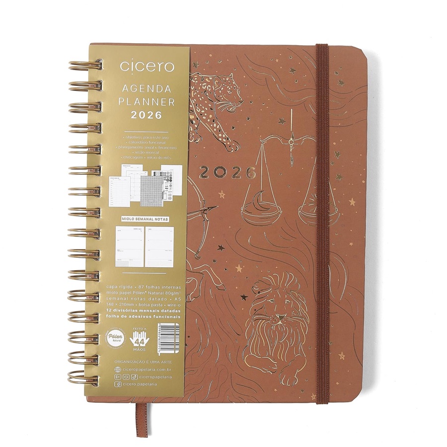AGENDA PLANNER WIRE-O 2026 ORIGENS SEMANAL NOTAS C/DIVISORIAS A5 TERRA