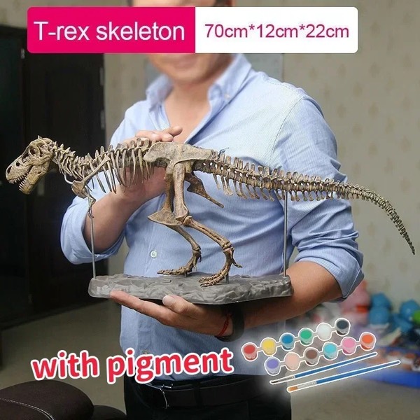 Grande diy dinossauro esqueleto brinquedos ornamento simulação t-rex modelo jurassi montado esqueleto parque fóssilizado dragão para criança