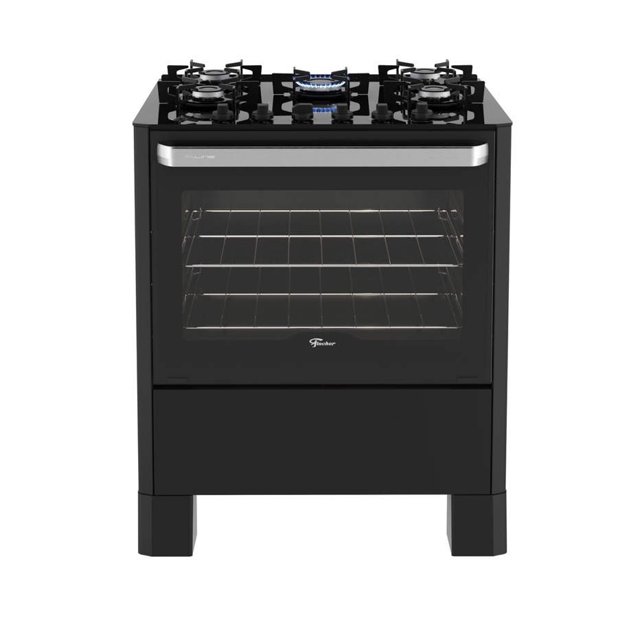 Fischer Fogão de Piso a Gás 5 Bocas Fit Line Trempe Iron Preto