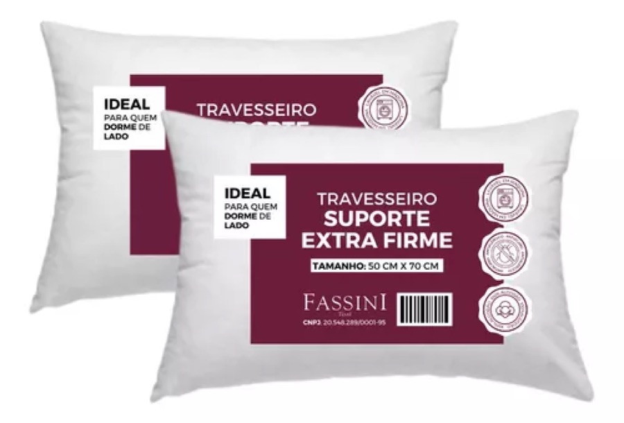 Kit 2 Travesseiro Antialérgico 50x70 Extra Firme Branco