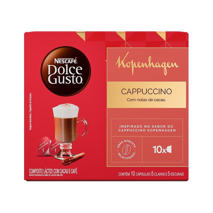 Cappuccino em Cápsula Kopenhagen Nescafé Dolce Gusto Caixa 135g 10 Unidades