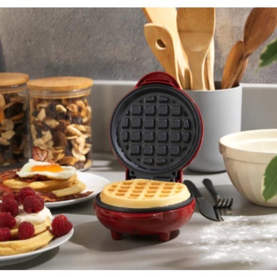 Mini Máquina de Waffles Elétrica Portátil Casa Cozinha Fazer Waffle Panquecas Automático 110V- 220V