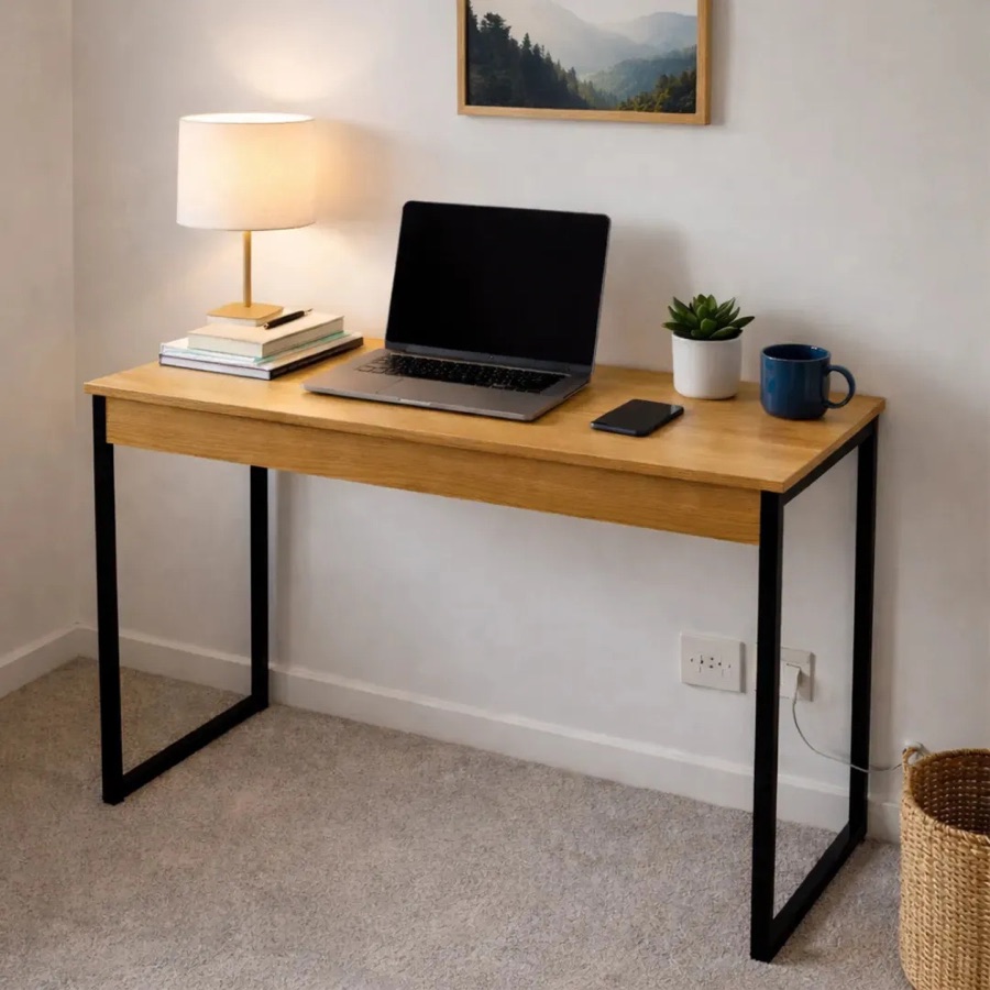 Escrivaninha Industrial 90cm Mesa Estudo Aparador  Aço Mdf