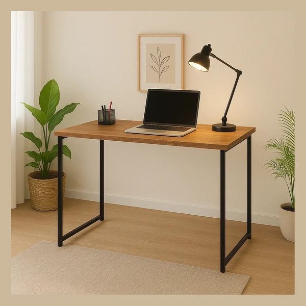 Escrivaninha Industrial 90cm Mesa Estudo Aparador  Aço Mdf