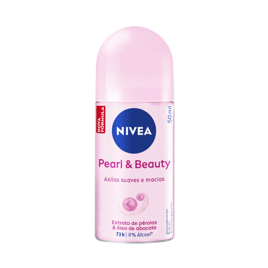 NIVEA Desodorante Antitranspirante Roll-on Pearl & Beauty 50ml, Proteção 72h, Previne Irritações, Contra Suor e Odores, Axilas Suaves