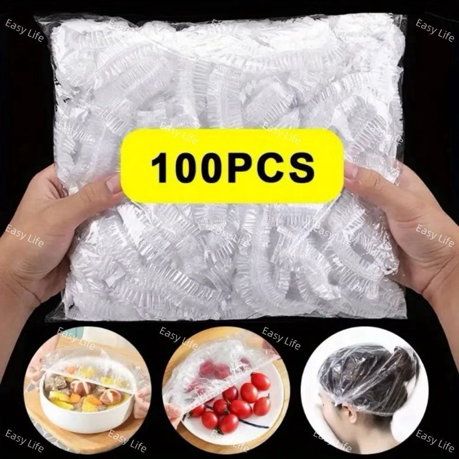 KIT 100/200/300 Tampas De Plástico Descartável Para Alimento Toucas Descartáveis Cozinha Multiuso