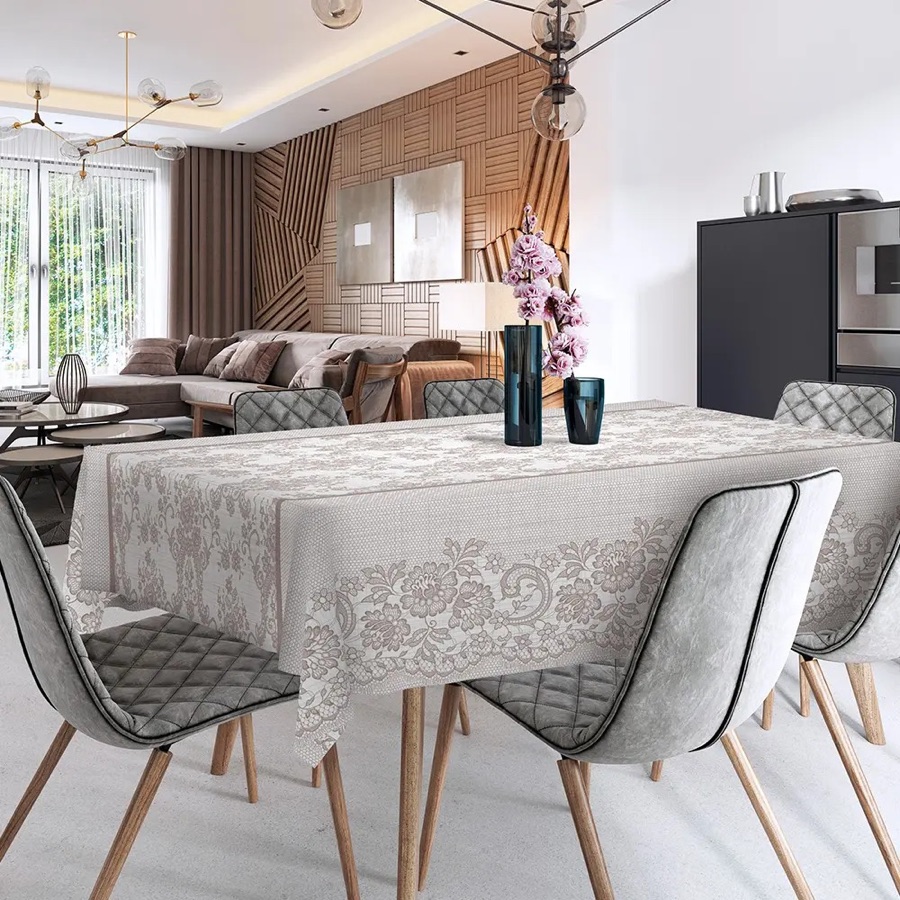 Toalha Mesa Termica Plastica Impermeavel Quadrada 4 Lugares Cor Branco Renda Floral
