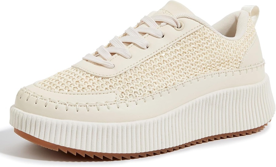 LUCKY STEP Tênis Plataforma Feminino Strass Chunky Casual Brilhante Retrô Trançado para Caminhada