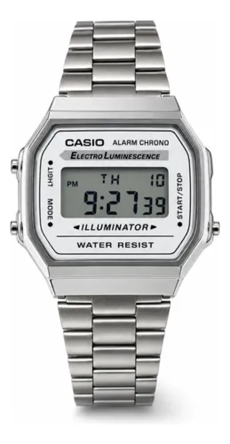 Relogio Casio Vintage A168 Digital Todo Prata Unissex