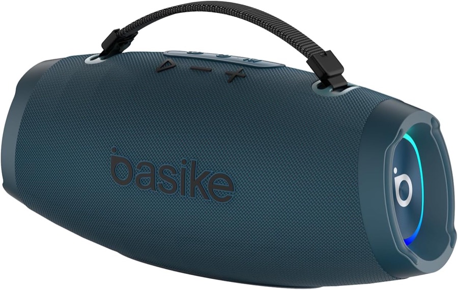 Basike Caixa de Som Estéreo Sem Fio, Boombox 120W, Bluetooth, azul