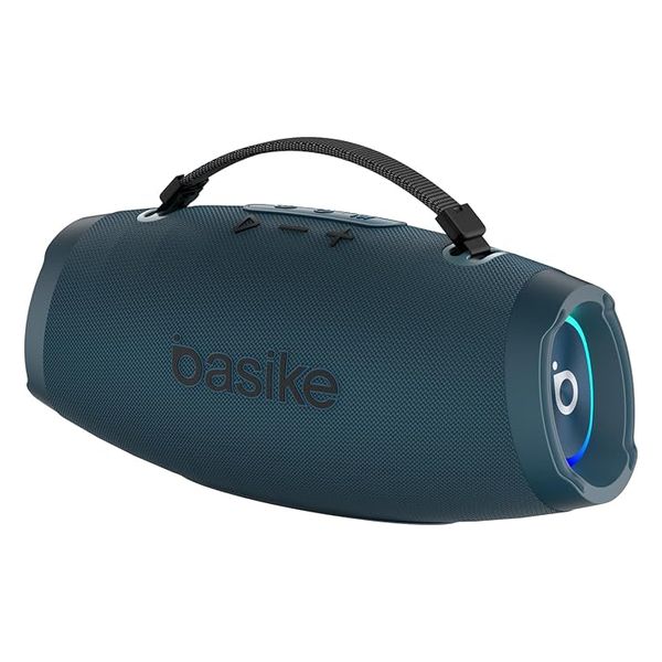 Basike Caixa de Som Estéreo Sem Fio, Boombox 120W, Bluetooth, azul