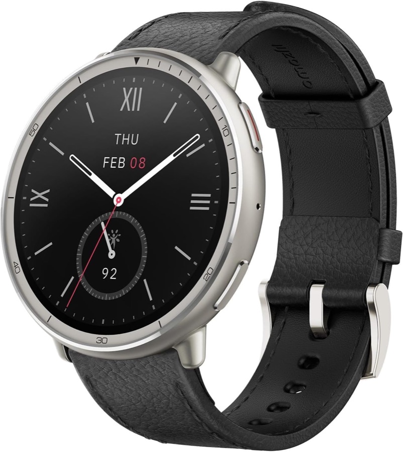 Amazfit Active 2 Smart Watch 44mm, GPS Maps with Direction, Fitness Tracker, 10 Day Battery, 160+ Sport Modes (Black Leather – Premium)