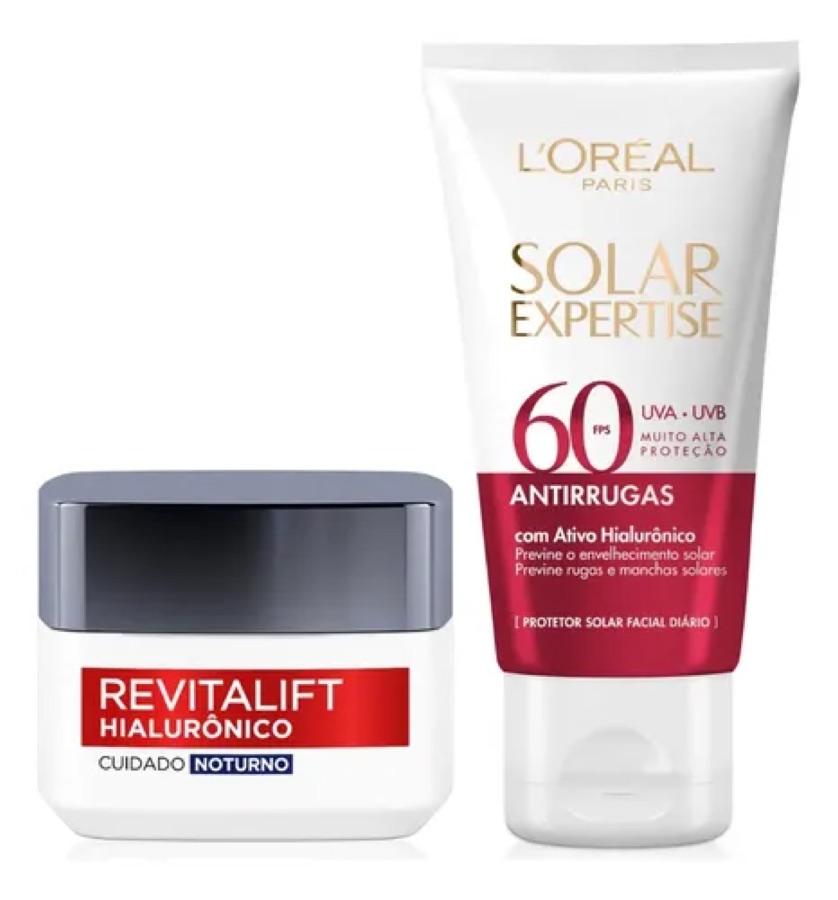 Kit Revitalift Hialurônico + Solar Expertise Antirrugas FPS60 L'Oréal Paris