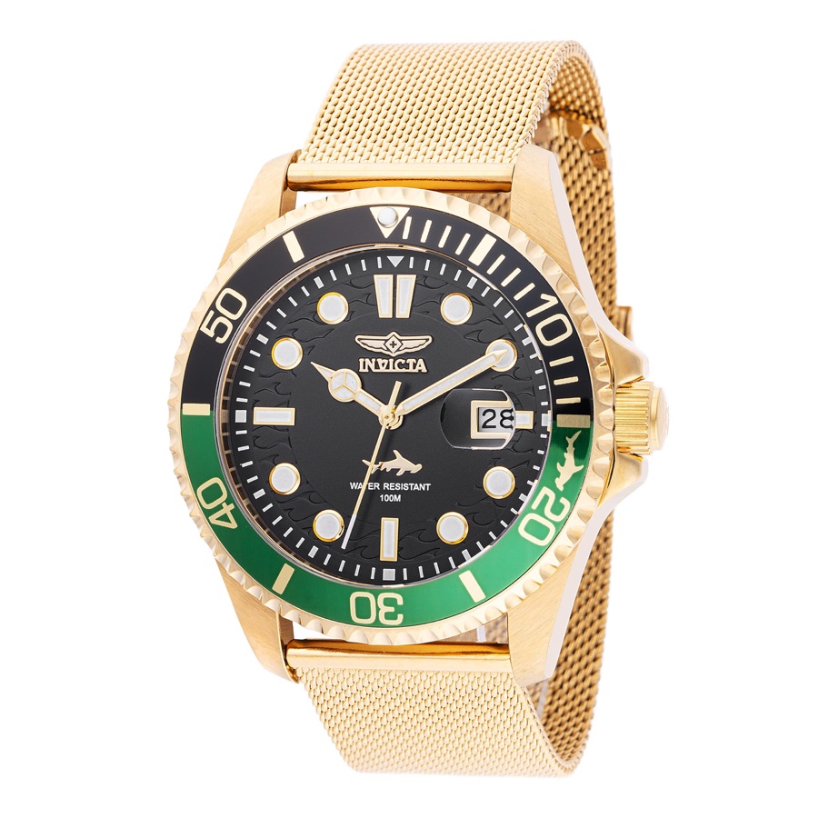 INVICTA Mostrador masculino Pro Diver 43 mm de aço inoxidável dourado e quartzo PC32