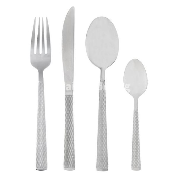 Faqueiro 16 Peças Aço Inox Santorini Lyor Prata Jogo de Talheres Completo para 4 Pessoas Mesa Posta Sobremesa Resistente